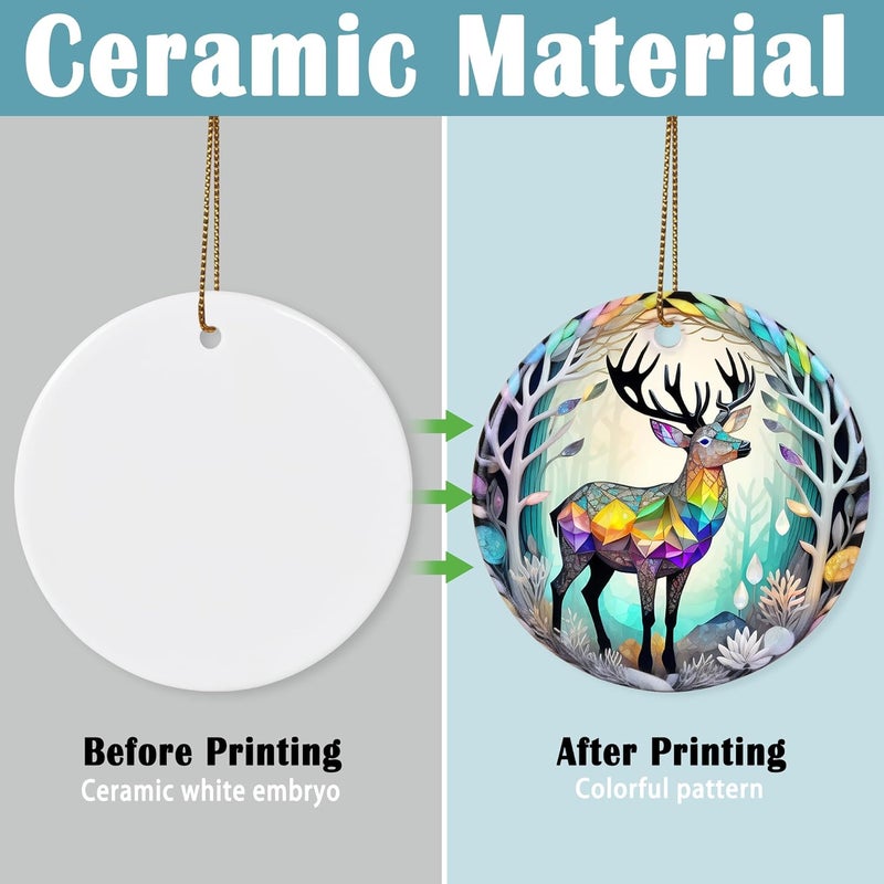 Touber Stained Ceramic Elk Ornament - Elk Christmas Ornaments - Christmas Tree Ornaments - Christmas Decorations - Elk Decor for Office, Room, Home - Holiday Present Ideas - Image 2
